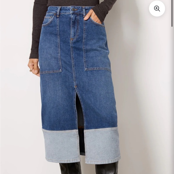 Dark Blue Denim Skirt with Gray Hem - Picture 1 of 10